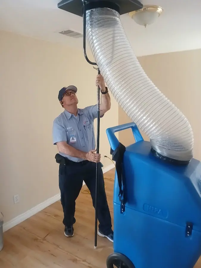 Mini Split Installation technician using HEPA equipment in Flowery Branch